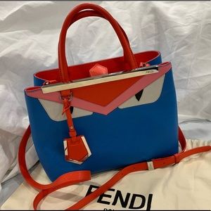 Fendi Blue Leather 2Jours Monster Tote